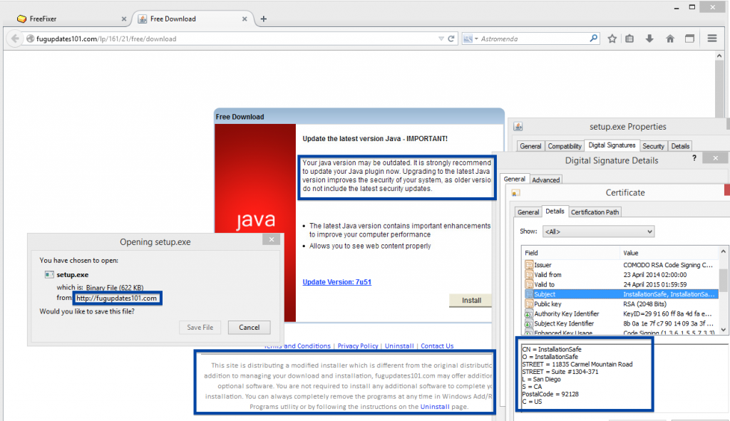 InstallationSafe fake java installer